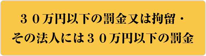 ３０万円以下の罰金又は拘留・その法人には３０万円以下の罰金