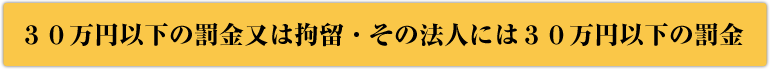 ３０万円以下の罰金又は拘留・その法人には３０万円以下の罰金